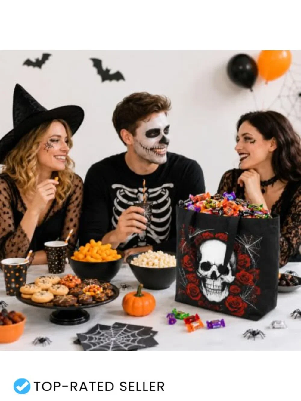 Halloween Canvas Tote Bag Gothic Skull Skull Skeleton Trick Or Treat Party